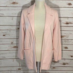 Magaschoni Open Front Collared Wool-Blend‎ Sweater Baby Pink Nice Knit Small